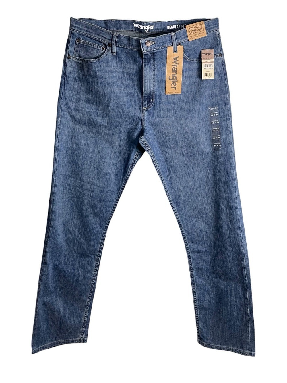 Wrangler Regular Fit Men’s 38x34 Medium Wash Flex Technology
